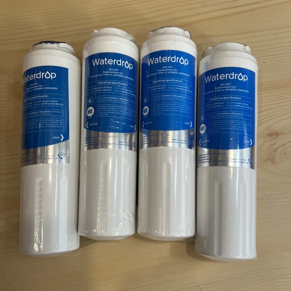 Waterdrop WD-F07 Refrigerator Water Filter 4 Pack Replace EveryDrop Filter 4